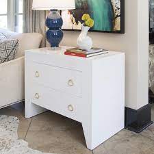 Bali 1 drawer 1 shelf nightstand item: Worlds Away Easton Angular White Lacquer Nightstand Brass Hardware Scenario Home