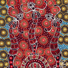 Dreamtime Sisters By Colleen Wallace Nungari From Santa Teresa Central Australia Created A 3 Aboriginal Art Aboriginal Art Symbols Aboriginal Art Dot Painting