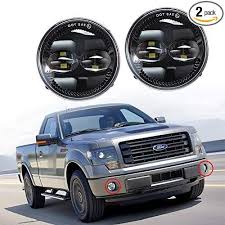 Heqiang 2pcs Round White Color Led Fog Lights Lamps For Ford F150 Ranger Expedition Truck Projector Driving Light Bla Led Fog Lights Ford F150 Expedition Truck