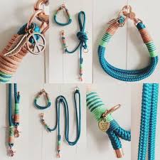 tauleinen collar leather set dog leash dog collars petrol mint scissor carabiner rosegold ocean peace halsband hund leder tauleine hundeleine