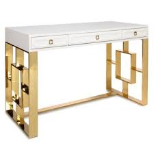 Sydney White And Gold Desk Office Furniture Modern Stylish Home Decor Gold Office Decor