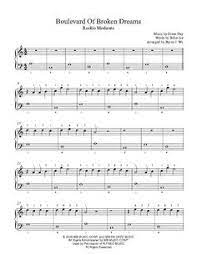 Boulevard Of Broken Dreams By Green Day Piano Sheet Music Rookie Level Sheet Music Piano Sheet Music Piano Music