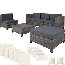 Tectake 403087 Salon De Jardin Modulable Resine Tressee Et Aluminium 5 Personnes Coussins Et Sets De Housses Inclus 4 Salon De Jardin Housses Plateau En Verre