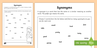 Synonyms are words with similar meaning. Synonyms Worksheet Blank Synonym Teacher Made