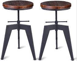 W 17.5 x d 15.75 x h 31 read more Williston Forge Set Of 2 Industrial Bar Stools Counter Height Adjustable Swivel Dining Chairs Wood Top Metal Iron 18 24inch Kitchen Island Stool Wayfair