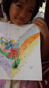 Collaborative student art project at school