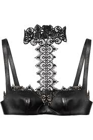 Alexander Mcqueen Leather And Guipure Lace Bra Black Lace Bra Lace Bra Leather And Lace