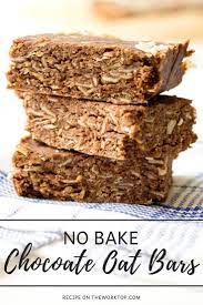 No Bake Chocolate Oat Bars A Breakfast Bar Recipe The Worktop Recipe Breakfast Bars Recipe Baking Bars Recipes