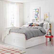 Das rückenteil ist superbequem, das bett ist optisch und haptisch (eiche. Brimnes Bettgestell Kopfteil Und Schublade Weiss Ikea Deutschland