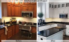 Before, the counter tops seemed to just blend in with the cabinets. Professional Kitchen Cabinet Painting From Contractor In Green Bay And De Pere Wi