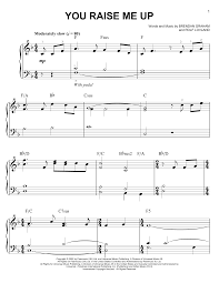 Printable piano music sheets with fingering, reading aids and audio samples You Raise Me Up Easy Piano Print Sheet Music Now