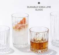JoyJolt Drinking Glasses Set of 8, Alina Ribbed Glassware. 12oz Rocks Glass  and 14oz Highball Glass set. Cocktail Glasses, Iced Coffee Cup or Water ...