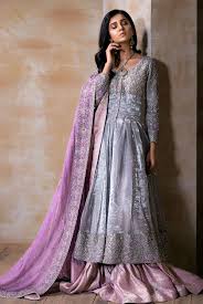Silver And Lilac Bridal Beautiful Bridal Dresses Combination Dresses Pakistani Bridal Dresses