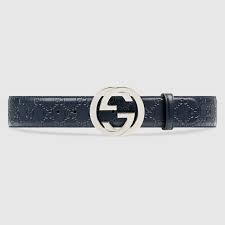 Blue Gucci Signature Leather Belt With Interlocking G Buckle Gucci Us