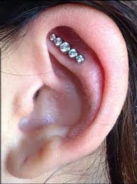 Inner Ear Piercing In Horizontal Style Semi Industrial Piercing Rook Piercing Jewelry Inner Ear Piercing Emerald Earrings Studs