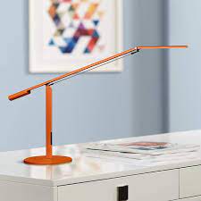 The utilitarian appeal of a functional desk lamp is nicely presented in the styling of the equo gen 3 chrome desk lamp by koncept. Gen 3 Equo Daylight Led Orange Desk Lamp With Touch Dimmer R5794 Lamps Plus