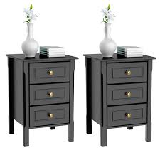 Set Of 2 End Table Cabinet In Black Walmart Com Bedroom End Tables Tall End Tables Bedroom Storage Cabinets