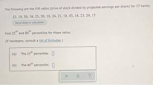 A unit rate is a rate with 1 in the denominator. Solved The Following Are The P E Ratios Price Of Stock D Chegg Com