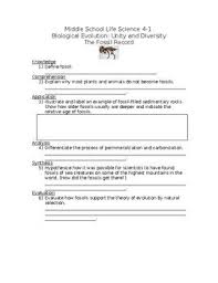 Ms Ls 4 1 Ngss Worksheet Students Will Define Fossils And Explain Why Most Organisms Will Not Turn Into A Fossil Illustrate Unity In Diversity Ngss Evolution