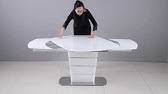 Heavy oak extendable dining table, with four brown dining chairs and two striped chairs for contrast. Camillo Frosted White Glass Extending Dining Table Youtube