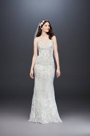 Embroidered And Beaded Lace Sheath Wedding Dress David S Bridal Sheath Wedding Dress Lace Wedding Dresses Lace Wedding Dress Styles