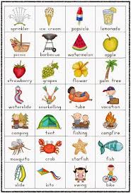 Summer Vocabulary Chart Freebie Anglais Pour Enfants