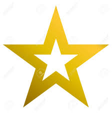Christmas Star Golden Outlined 5 Point Star Isolated On White