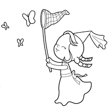 Prinzessin Prinzessin Mit Schmetterlingsnetz Zum Ausmalen Ausmalen Ausmalbilder Prinzessin Malvorlage Prinzessin