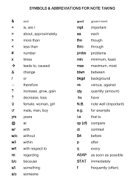 Symbols Abbreviations For Note Taking School Help Note Taking Tips School College