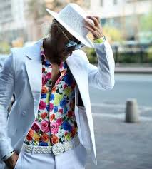 Black And White Floral Dress Shirt Mens With White Suit White Hat And Unique Belt Floral Shirt Outfit Floral Suit Men Men Floral Shirt