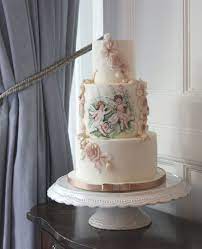 Hand Painted Wedding Cake With Cherubs Hand Painted Wedding Cake Painted Wedding Cake Hand Painted Cakes