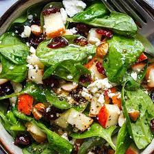 Spinach and strawberry salad with warm bacon vinaigrette. Apple Feta Spinach Salad Recipe Healthy Spinach Salad Recipe Eatwell101