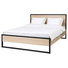 Oksfjord Bettgestell Eichenfurnier Weiss Lasiert Schwarz Leirsund Ikea Deutschland Bettgestell Bett Ideen Betten Kaufen