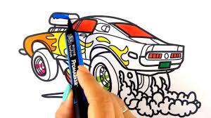 This will be the main body of the car. How To Draw A Car Ford Mustang Shelby Drag Racing Muscle Car Cartoon Hot Wheels Style Youtube