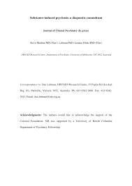 Pdf Substance Induced Psychosis A Diagnostic Conundrum