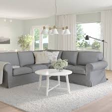 Ektorp Corner Sofa 4 Seat Remmarn Light Grey Ikea Deep Seating Deep Seat Cushions Fabric Sectional Sofas