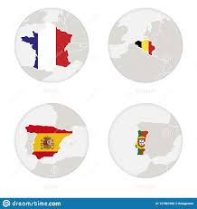 Fique com minha sugestão de roteiro: Contorno Do Mapa De Franca De Belgica De Espanha De Portugal E Bandeira Nacional Em Um Circulo Ilustracao Do Vetor Ilustracao De Naturalizado Bandeira 137867068