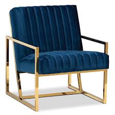 Baxton Studio Jenner Velvet Accent Chair In Royal Blue Bed Bath Beyond Blue Velvet Fabric Accent Chairs For Living Room Finished Living Room