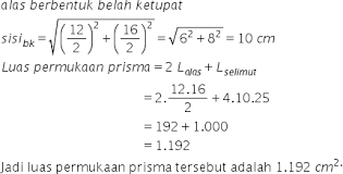 Luas permukaan prisma dengan alas berbentuk belah ketupat. Https Roboguru Ruangguru Com Question Sebuah Prisma Tegak Alas Berbentuk Belah Ketupat Dengan Panjang Diagonal 12 Cm Qu Roboguru 10937
