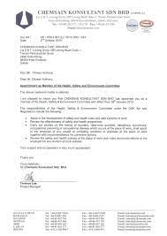 A letter of appointment is a written offer of a specified position in an organization. Letter Of Appointment Chemsain Konsultant Sdn Bhd Member Of The
