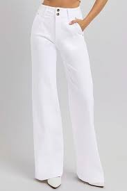 Risen Women's Tummy Control Double Button Wide Leg Jeans (US, Alpha, X-Large, Regular, Regular, White) at Amazon Women's Jeans store