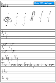 Letters J And F Handwriting Practice Sheet Studyladder Interactive Learning Games