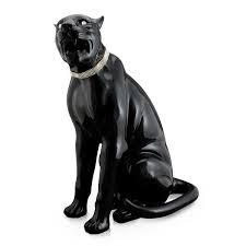 Ceramic Porcelain Black Giant Panther With Crystals Chain And Swarovski Handmade In Italy Giraffes Statues Animals Giant Giraffe