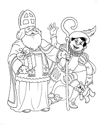 Kleurplaat Zwaaiende Sinterklaas En Zwarte Piet Sinterklaas Kleurplaten Knutselen Sinterklaas
