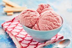 I'll have my dessert first. Creamy Scoops Italian Strawberry Gelato Or Ice Cream Served In A Blue Bowl For A Delicious Refreshing Summer Dessert In A Close Up View Stock Photo Picture And Royalty Free Image Image