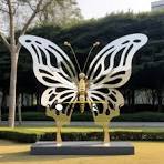 Metal art stainless steel plating yellow butterfly outdoor ...
