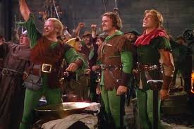 Friar tuck visits robin and little john, explaining that prince john is hosting an archery tournament, and the winner will get a kiss from maid marian. Robin Hood Little John Will Scarlett Friar Tuck Much Bess And Many More Of Robin Hood S Merry Men Rejoicing Because King Ri Robin Hood Robin Errol Flynn