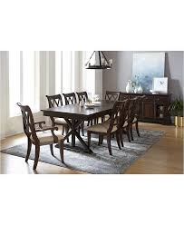 Furniture Baker Street Dining Furniture 9 Pc Set Dining Trestle Table 6 Side Chairs 2 Arm Chairs Reviews Furniture Macy S Furniture Dining Furniture Dining Room Table Decor
