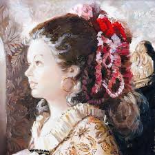 真作】【WISH】ウィリアム・ケイン William Cane「貴婦人」油彩 10号 ◇王朝風美人 〇