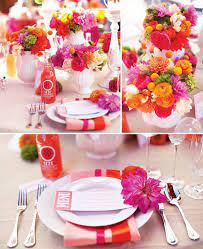 Hot Pink And Orange Wedding Inspiration Orange And Pink Wedding Orange Wedding Bridal Shower Tables